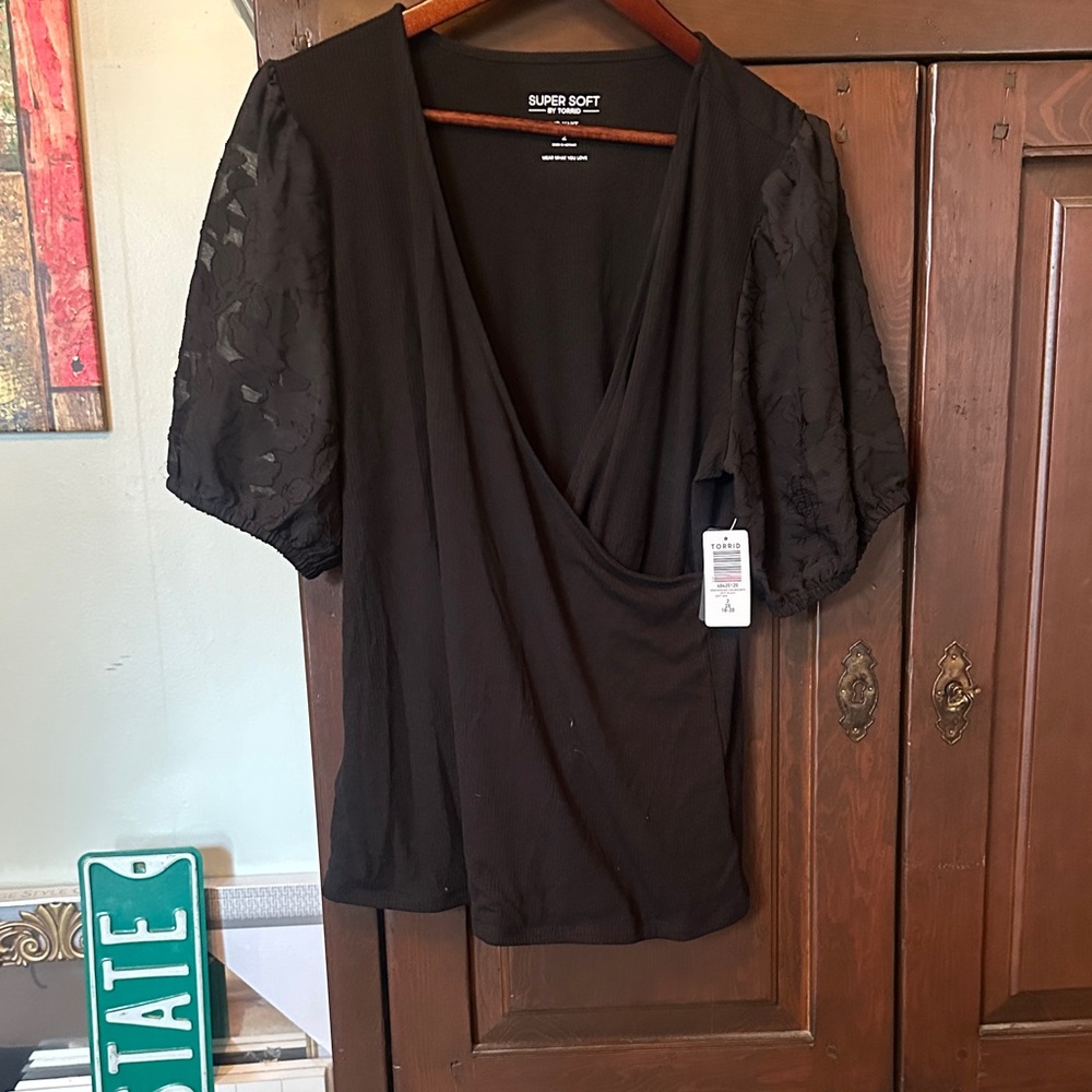 Torrid Elegant Black V-Neck Blouse